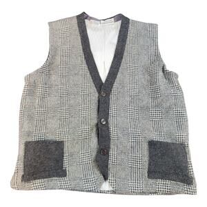Maus & Hoffman 100% pure cashmere vest made in scottland gray lined button up